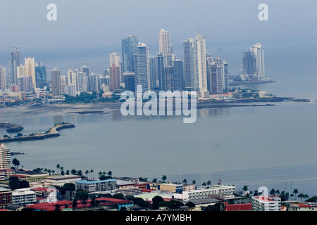 Panama City, Panama, Banken-und Geschäftsviertel Paitilla von Ancon Hill gesehen, Stockfoto