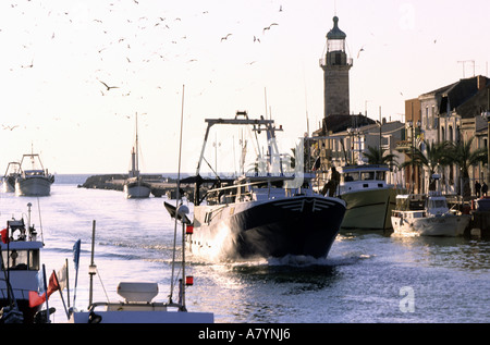 Frankreich, Gard, Camargue Bereich Hafen Stadt von Le Grau-du-Roi Stockfoto