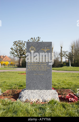 9. Bataillon Fallschirmjäger-Regiment Denkmal in Merville Batterie, Normandie, Frankreich Stockfoto