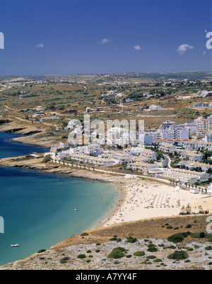 Praia Da Luz Dorf und Strand, Algarve, Portugal Stockfoto