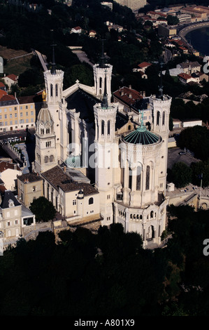 Frankreich, Rhone (69), Lyon, Basilika Notre-Dame de Fourvière (Luftbild) Stockfoto