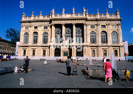 Italien, Piemont, Torino City, die barocke Fassade des Palazzo Madama auf der Piazza Castello Stockfoto