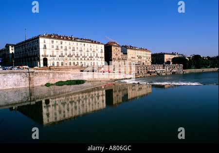 Italien, Piemont Region, Torino Stadt, dem Po und der Cadorna Bank gesehen von der Vittorio Emanuele ich überbrücken Stockfoto