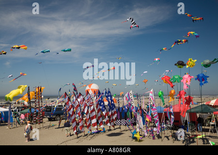 WA, Long Beach, internationalen Drachenfestival, Drachen und Banner Stockfoto