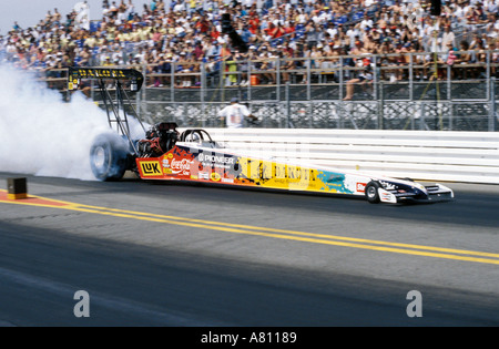Rico Anthes Burnsout an Hockeinheim Dragstrip Deutschland Stockfoto