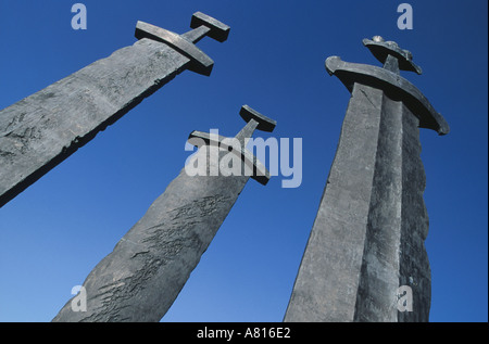 Schwerter am Hafrsfjord Stockfoto