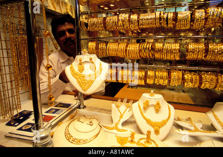 Vereinigte Arabische Emirate, Dubai, Dubai Stadt, den gold Souk, Goldmarkt Stockfoto