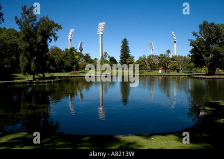 Blick über Queens Gardens, Waca Cricket Ground Stockfoto