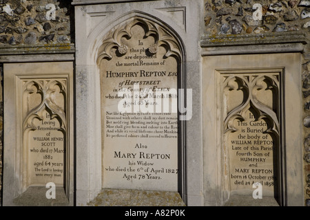 Humphry Repton Memorial Aylsham Norfolk Stockfoto