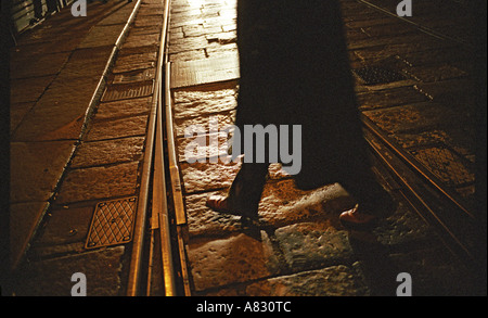 Italien, Piemont, Torino City, Straßenbahn Schienen Stockfoto