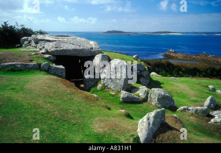 Bant Carn Kammergrab an Str. Marys Insel auf den Scilly-Inseln in England Stockfoto