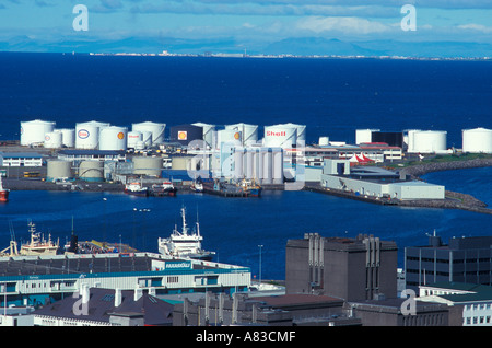 Die Öl-terminal in Reykjavik Harbour Island Nordeuropa Stockfoto