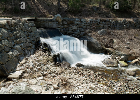 Wasser fließt über einen kleinen Damm in New Hampshire USA ist Teil von Neu-England Stockfoto