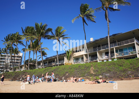 Touristen am Kamaole Beach park II in South Kihei Road Kihei, Maui, Hawaii, usa Stockfoto