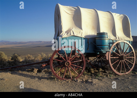 Planwagen am Oregon Trail Interpretive Center Flagstaff Hill in der Nähe von Baker City Oregon Stockfoto