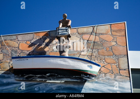 Fischer und Angeln Boot Statue in Puerto Santiago-Teneriffa-Spanien Stockfoto