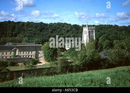 Die Abtei Le Bec-Hellouin Stockfoto