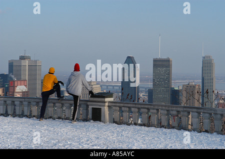 Montreal, gesehen vom Observatorium in die Park Mont Royal Stockfoto