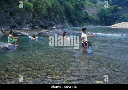 Familienausflug in Wulai Taiwan Stockfoto