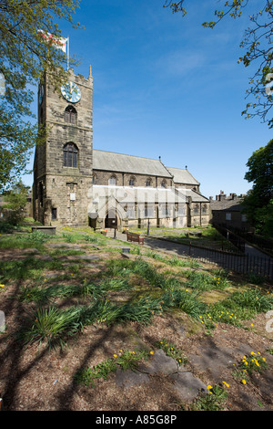 Kirche und Friedhof in der Nähe von Bronte Parsonage Museum, Haworth, West Yorkshire, England, UK Stockfoto