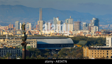 BARCELONA-LUFTBILD VON MONTJUIC KATALONIEN SPANIEN Stockfoto