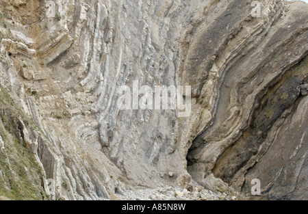 Geologische Gesteinsschichten am Stair Hole westlich von Lulworth Cove Dorset England UK Stockfoto