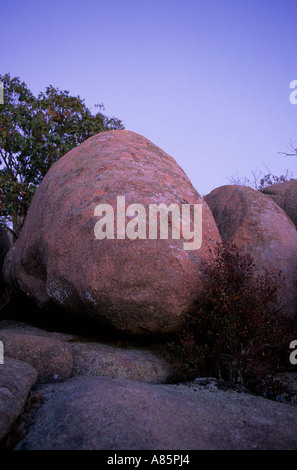 Alten roten Granit geprägt durch das Wetter am Elephant Rocks State Park in Missouri Stockfoto