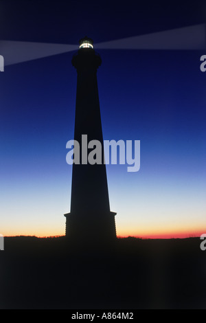 Cape Hatteras Light bei Cape Hatteras National Seashore in North Carolina in der Nacht Stockfoto