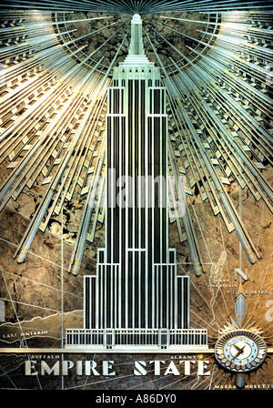 USA New York Manhattan Chrysler Building Flagge Art-déco-Wolkenkratzer-Architektur alten Glanz Stockfoto