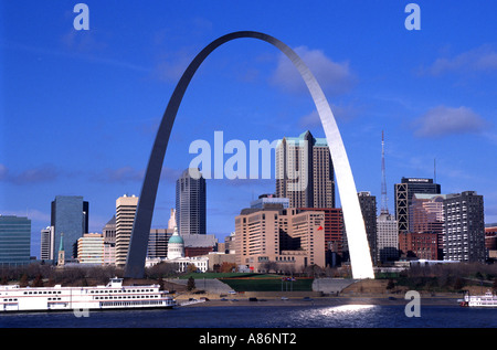 Saint Louis St. Louis Missouri Gateway Arch Mississippi, Fluss Stockfoto