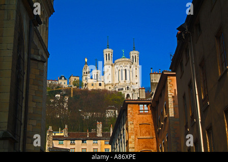 Basilika Notre Dame de Fourvière im Vieux Lyon, Frankreich Stockfoto