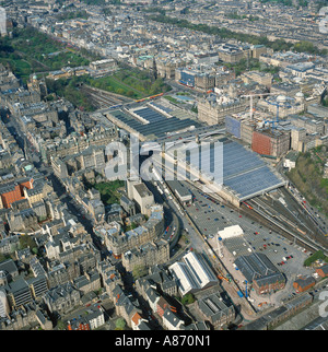 Luftaufnahme der Waverley Station Edinburgh Schottland Stockfoto