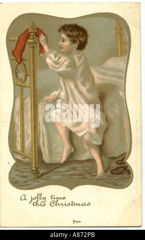 Weihnachten Gruß Postkarte ca. 1903 Stockfoto