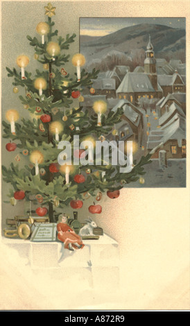 Weihnachten Gruß Postkarte ca. 1903 Stockfoto