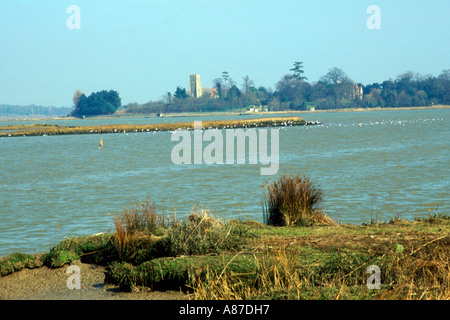 Blick über den Fluss Alde Blickrichtung Iken Suffolk England Stockfoto