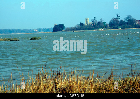 Blick über den Fluss Alde Blickrichtung Iken Suffolk England Stockfoto