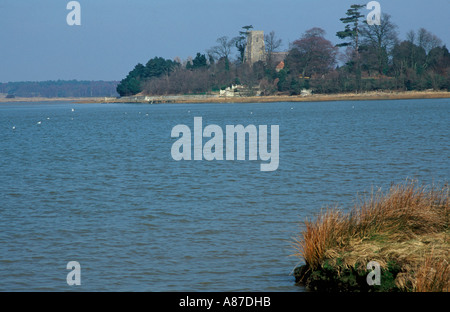 Blick über den Fluss Alde Blickrichtung Iken Suffolk England Stockfoto