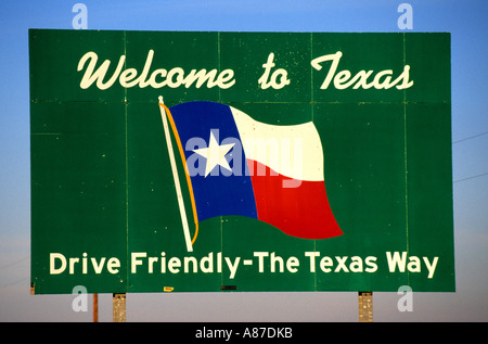 Interstate Route 66 Verkehr Auto Texas Road Weg, Autobahn fahren freundlich Stockfoto