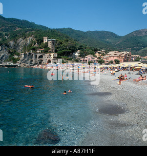 Strand, Monterosso al Mare, Cinque Terre, Ligurien, italienische Riviera Italien Stockfoto