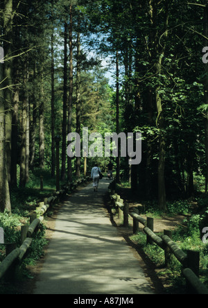 Frau am Center Parcs bei Elveden in der Nähe von Thetford in Norfolk Uk Stockfoto