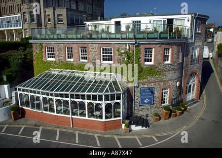 TV Fernsehen Starkoch Rick Stein s Fischrestaurant in Padstow, Cornwall Stockfoto