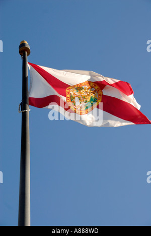 US-Bundesstaat Florida Flagge mit Dichtung, dass Staaten große Siegel des Staates Florida und In God We Trust Stockfoto