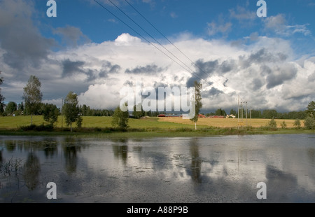 Szene der finnischen Landschaft, Sturmfront steigt, Finnland Stockfoto