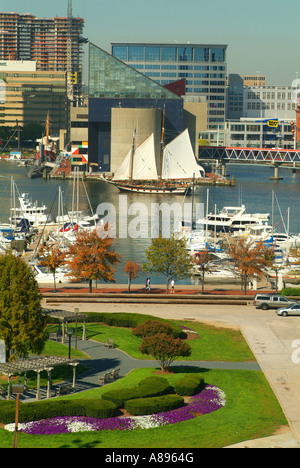 USA-Maryland-MD-Baltimore A Blick aus dem Federal Hill Park mit Blick auf den Innenhafen Stockfoto