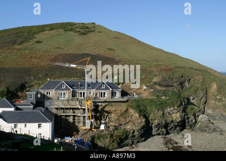 Baubeginn erfolgt an der Küste bei Portreath, Cornwall, England, UK. Stockfoto