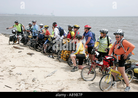 Alabama Mobile County, Mobile, Brookley Center, Zentrum, U-Bahn-Fahrradroute, Autobahn-Route, Wasser in der Mobile Bay symbolischer Start des Wassers, Besucher t Stockfoto