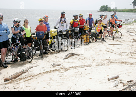 Alabama Mobile County, Mobile, Brookley Center, Zentrum, U-Bahn-Fahrradroute, Autobahn-Route, Wasser in der Mobile Bay symbolischer Start des Wassers, Besucher t Stockfoto