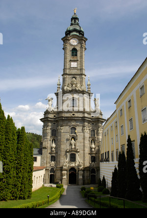 Barocken Turm der Abtei von Zwettl, Waldviertel, Niederösterreich, Österreich Stockfoto