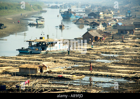 Schwimmen schwimmt auf dem Fluss Ayeyarwady Buffalo Punkt Mandalay Myanmar Stockfoto