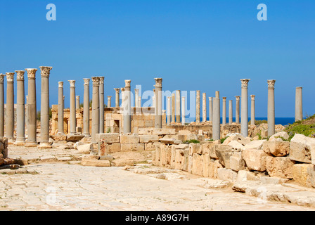 Viele Säulen römisches Theater Leptis Magna Libyen Stockfoto